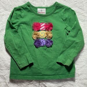 Girls Hanna Andersson Green Long Sleeve Tee with Candy Design-ADORABLE! Sz 90